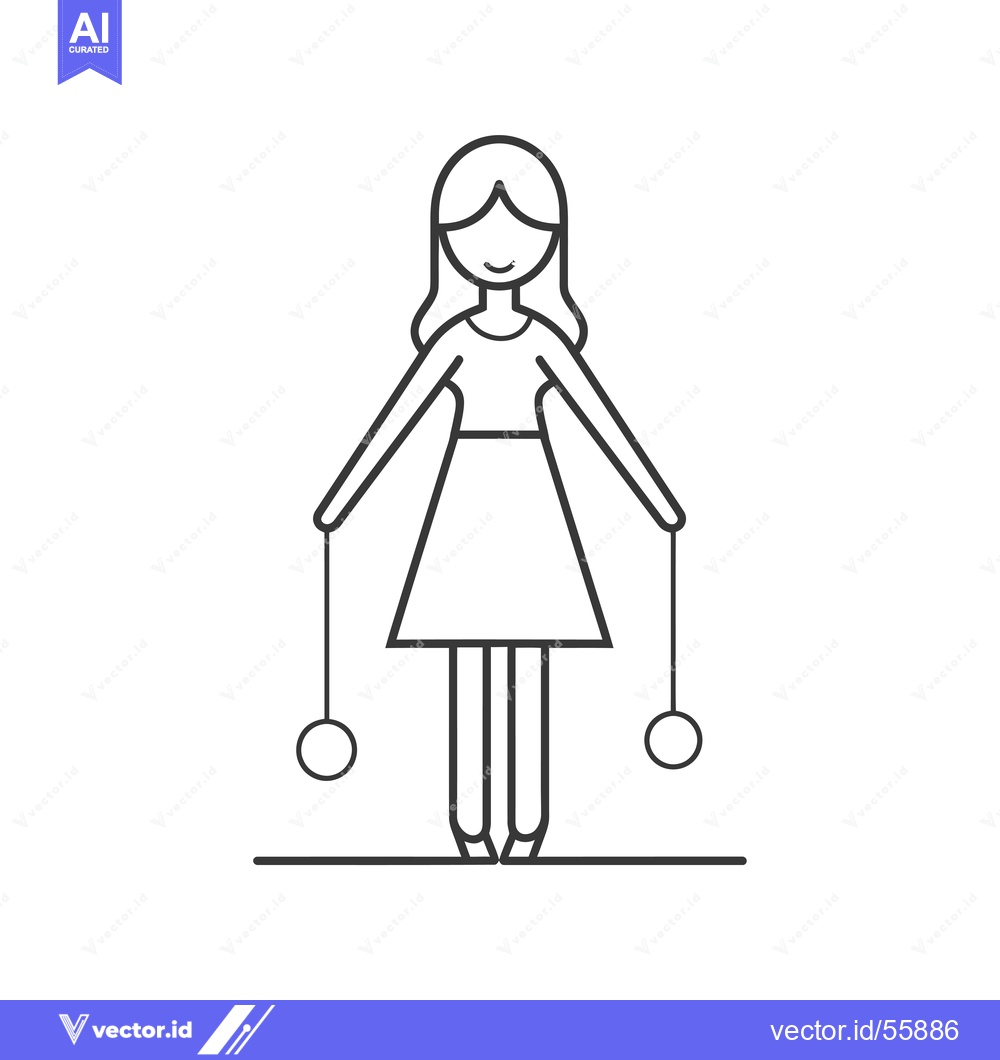 Premium Vector dari Line Drawing of a Girl Playing with Two Balls on Strings