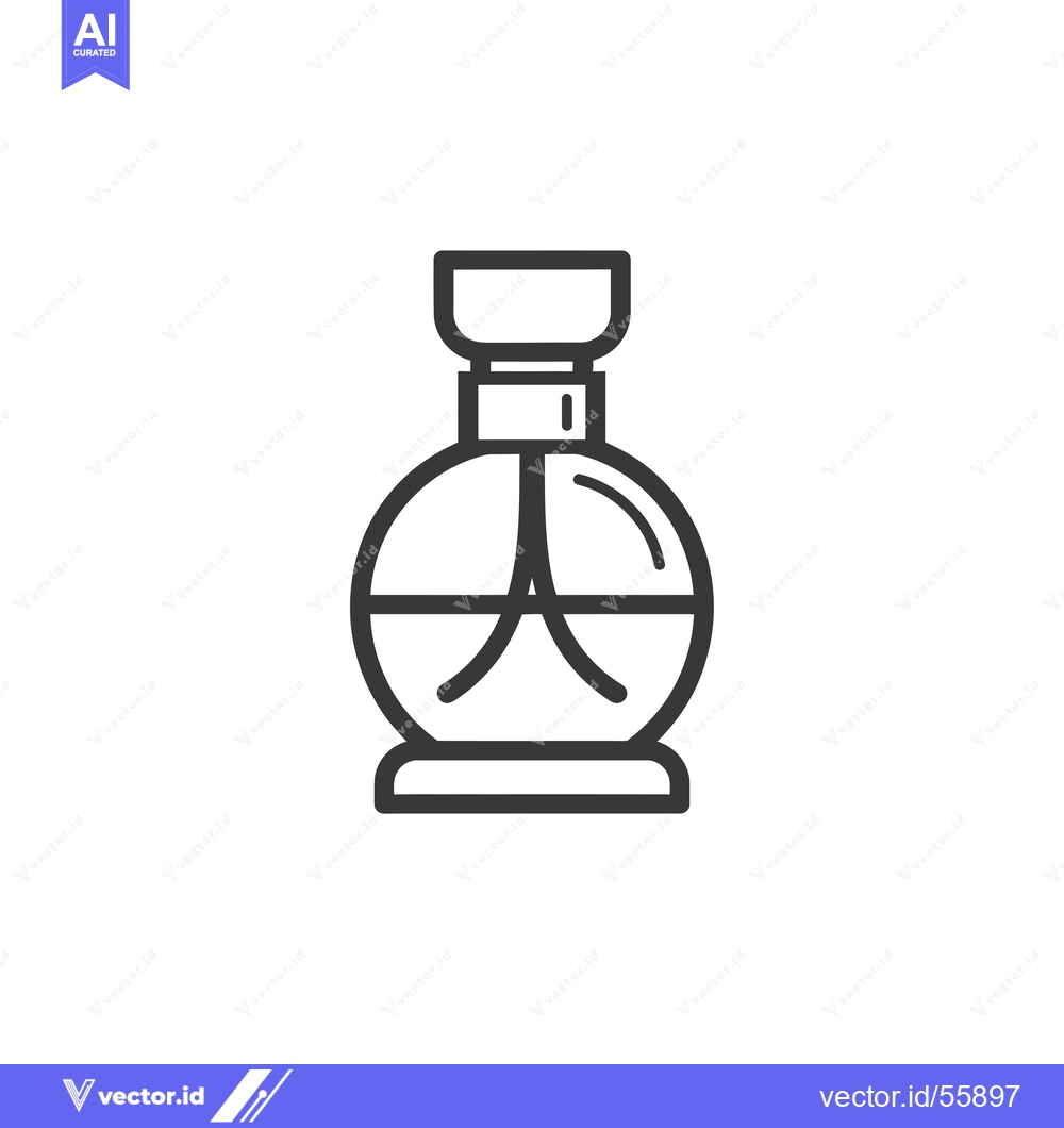 Premium Vector of Line Drawing of a Glass Bottle of Perfume with a Round Base