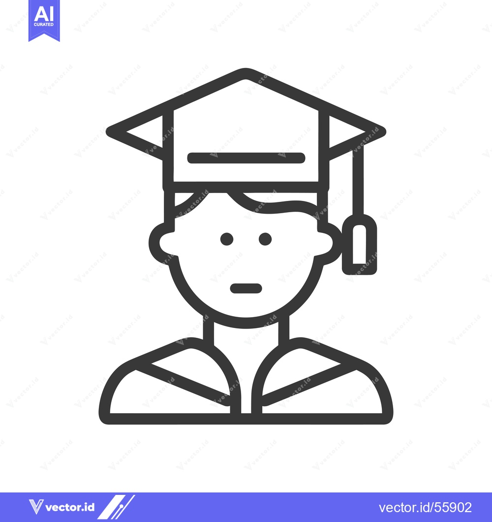 Premium Vector dari Line drawing of a graduate wearing a cap and gown