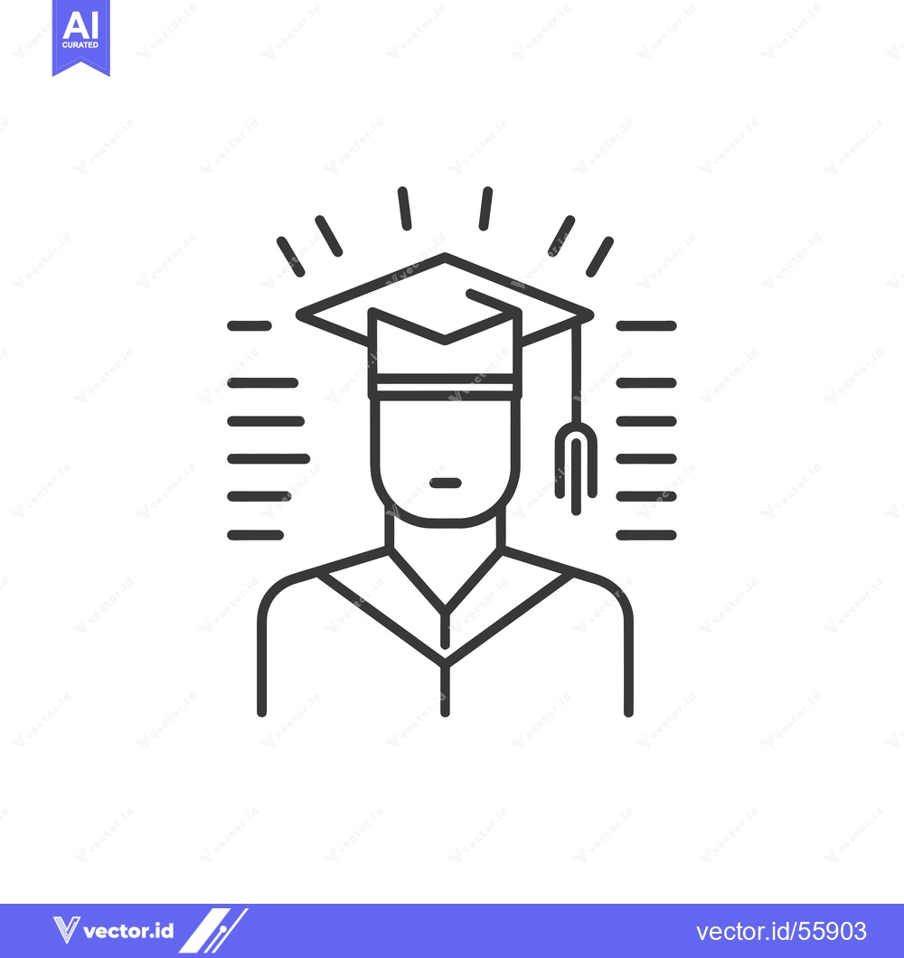 Premium Vector dari Line drawing of a graduate wearing a cap and gown
