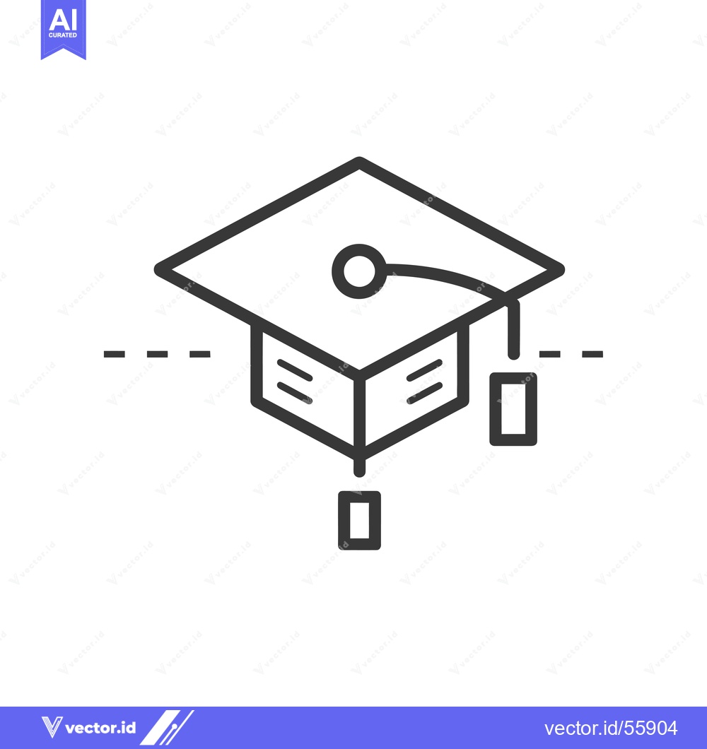 Premium Vector dari Line drawing of a graduation cap with tassel