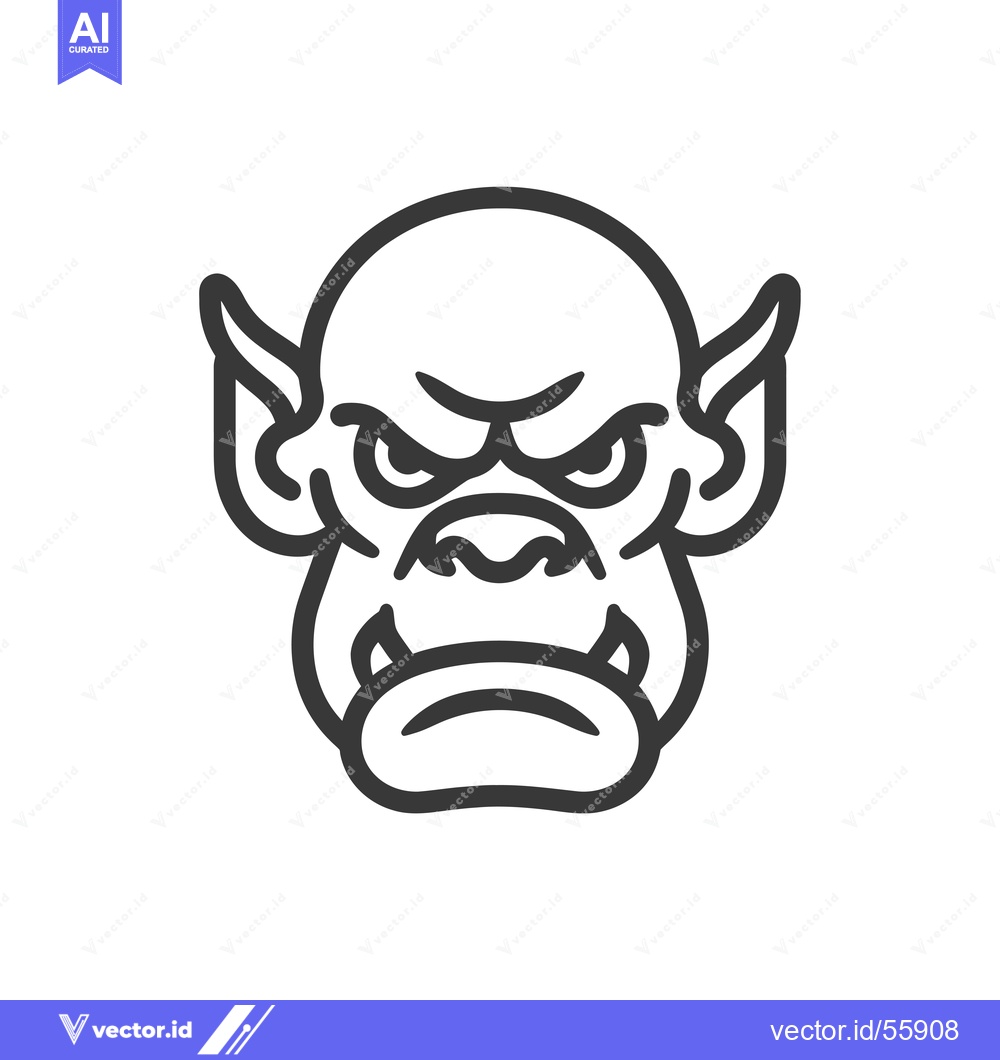 Premium Vector of Line Drawing of a Groggy Looking Orc Face