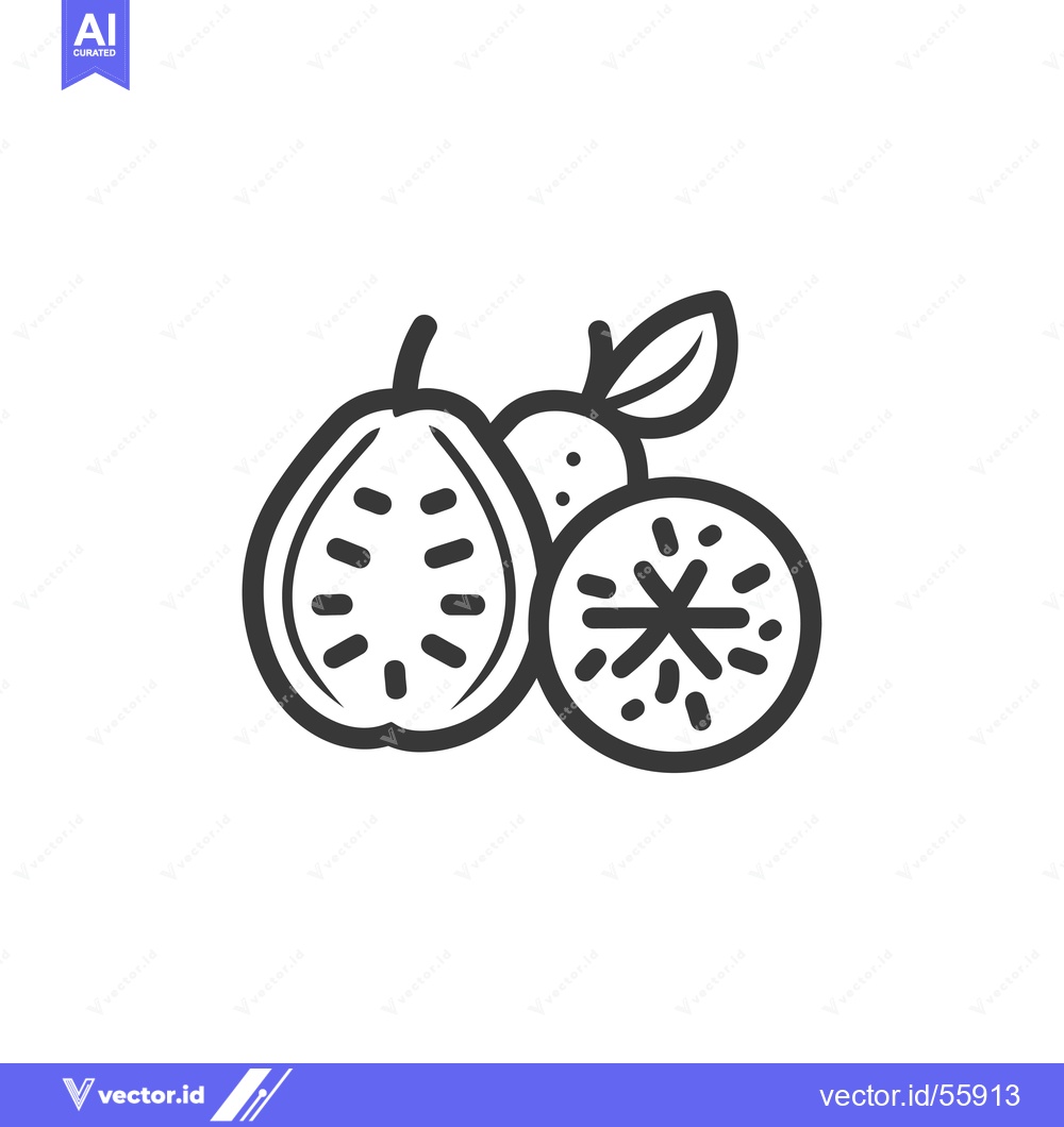 Premium Vector of Line Drawing of a Guava Fruit with a Slice