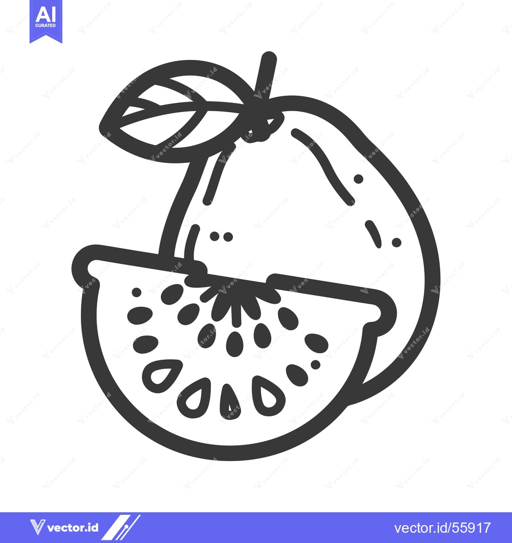 Premium Vector of Line Drawing of a Guava with a Slice Cut Out