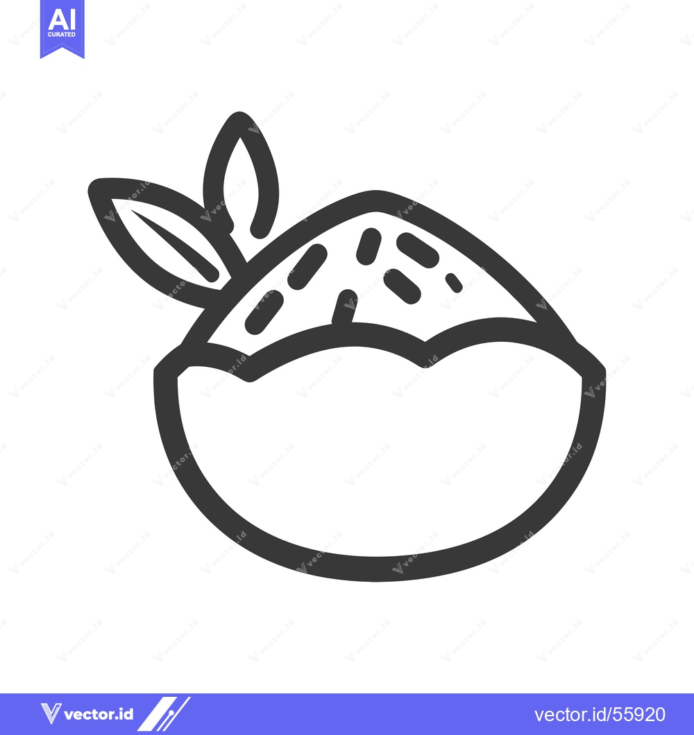 Premium Vector of Line drawing of a half-eaten coconut with leaves