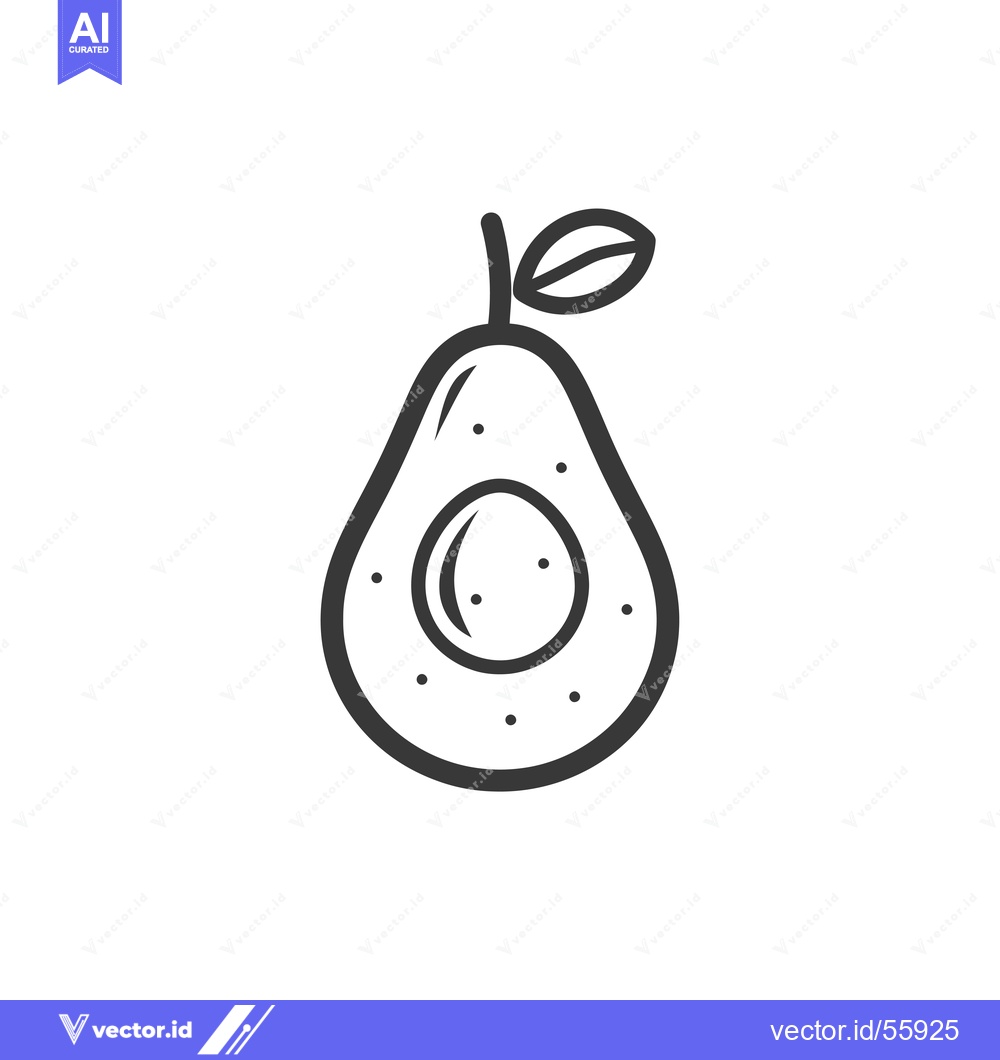 Premium Vector dari Line Drawing of a Halved Avocado with a Leaf