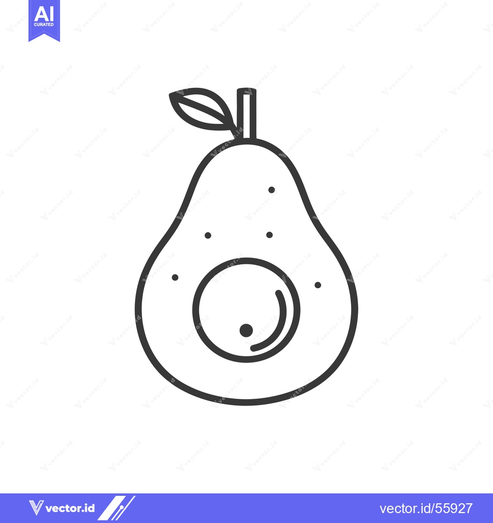 Premium Vector of Line Drawing of a Halved Avocado with a Seed