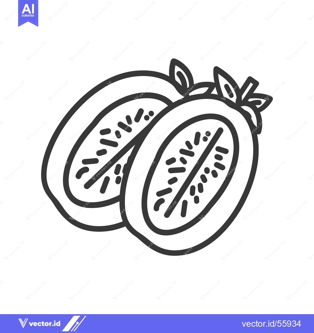 Premium Vector dari Line drawing of a halved kiwi fruit with leaves