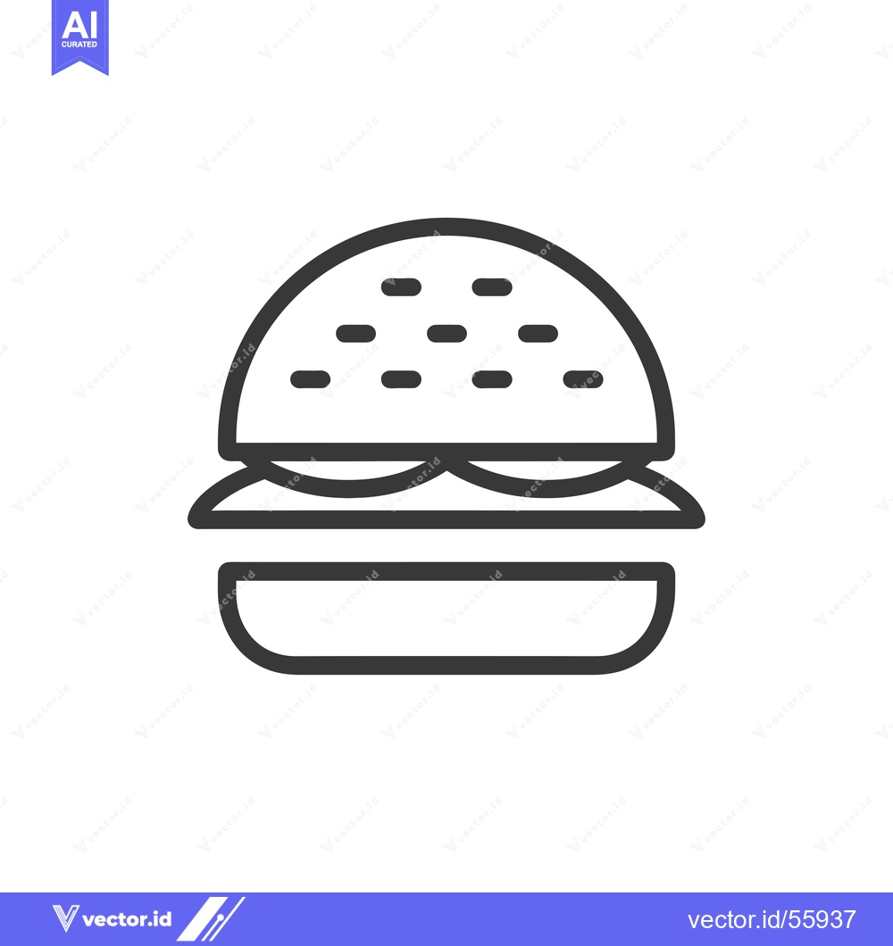 Premium Vector dari Line drawing of a hamburger with a sesame seed bun