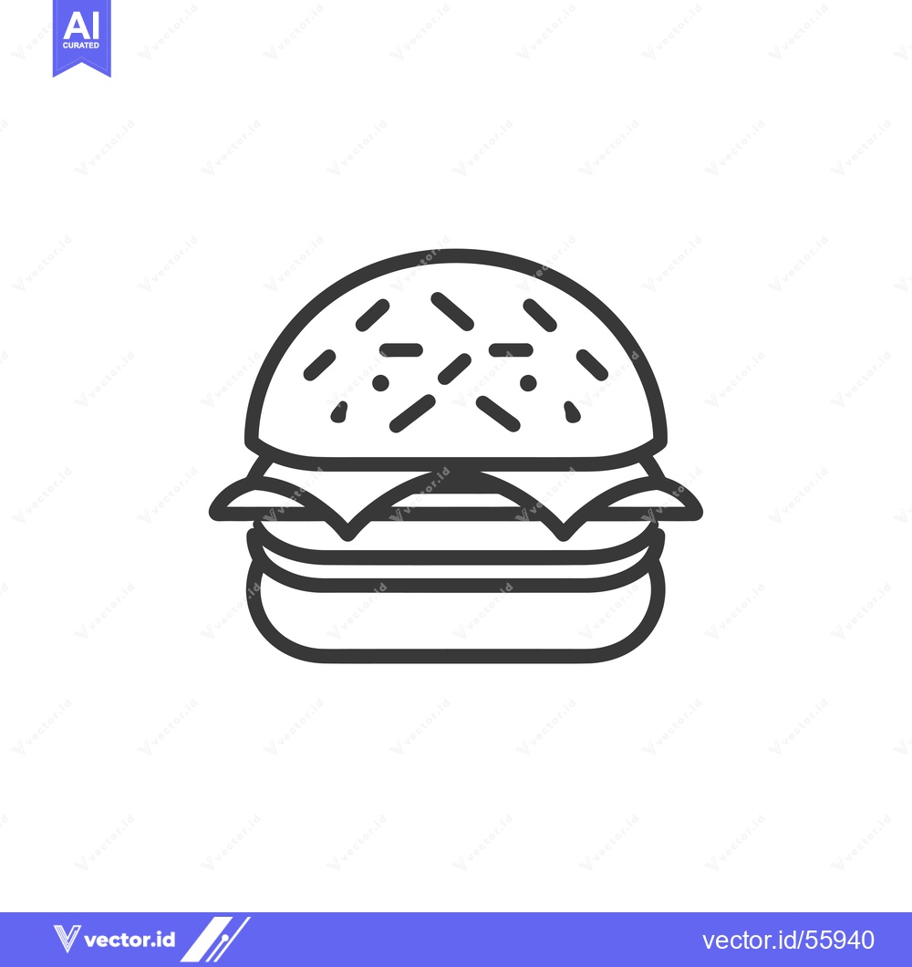 Premium Vector of Line drawing of a hamburger with sesame seeds on the bun