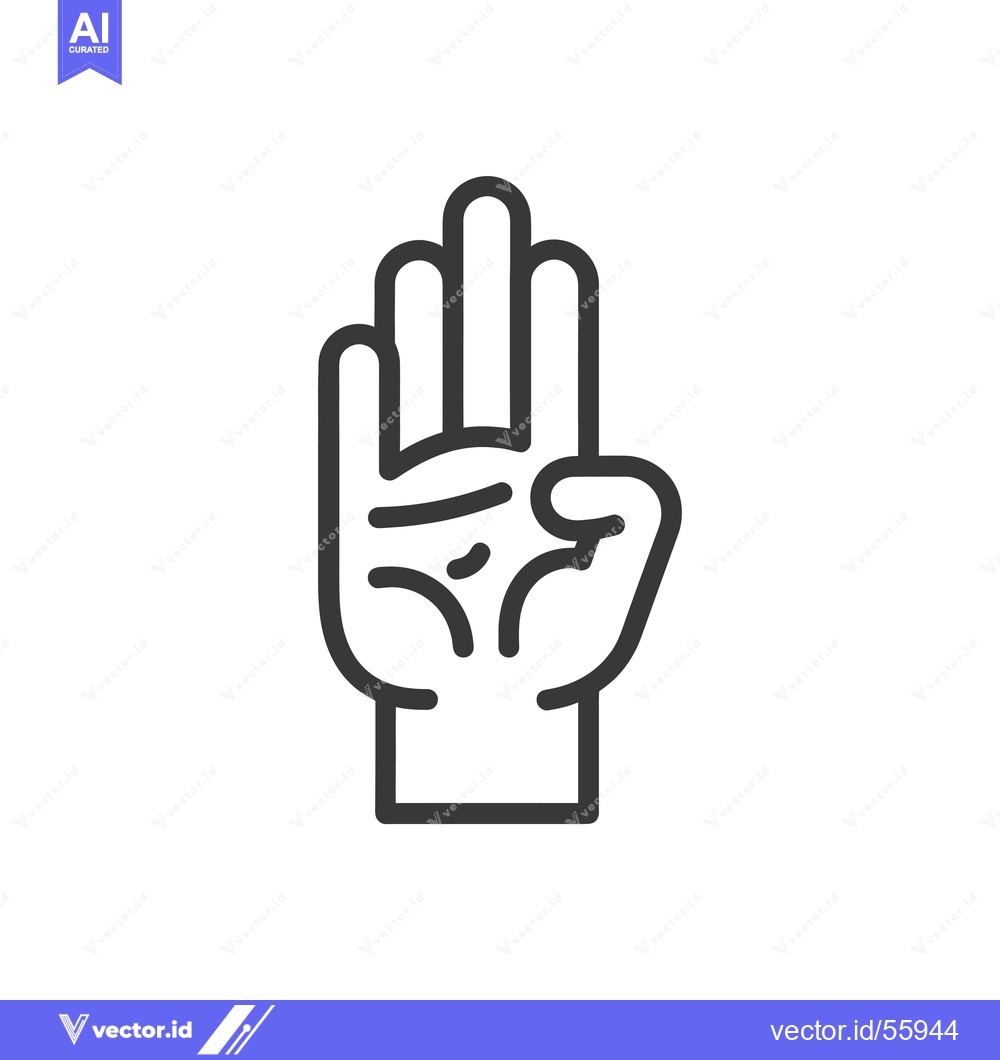 Premium Vector dari Line Drawing of a Hand with Three Fingers Extended