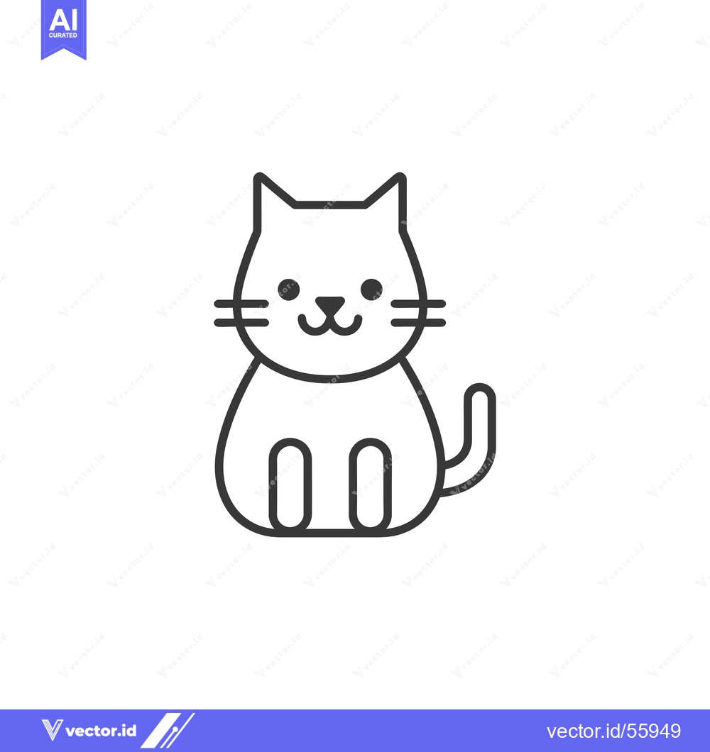 Premium Vector dari Line drawing of a happy cat sitting on its haunches
