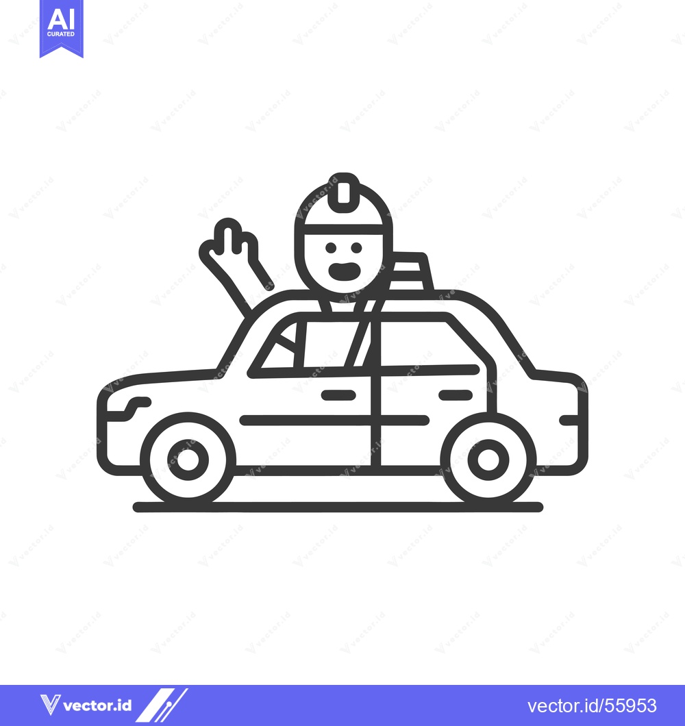 Premium Vector dari Line drawing of a happy man in a car with his arm out the window