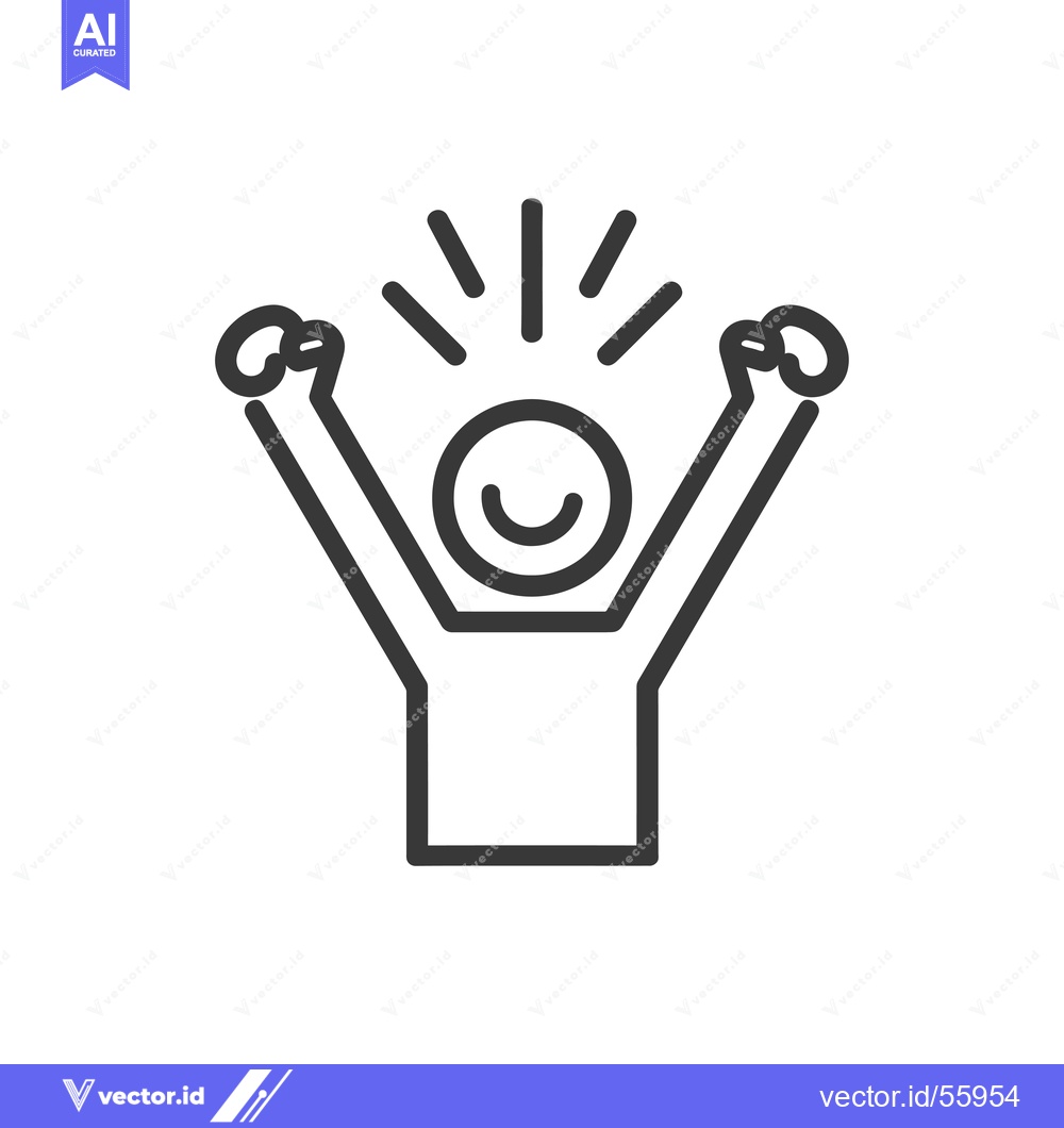 Premium Vector dari Line drawing of a happy person with arms raised