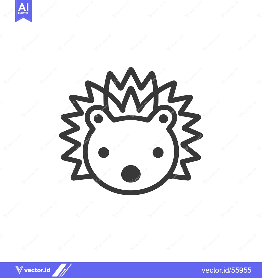 Premium Vector of Line drawing of a hedgehog face with spines