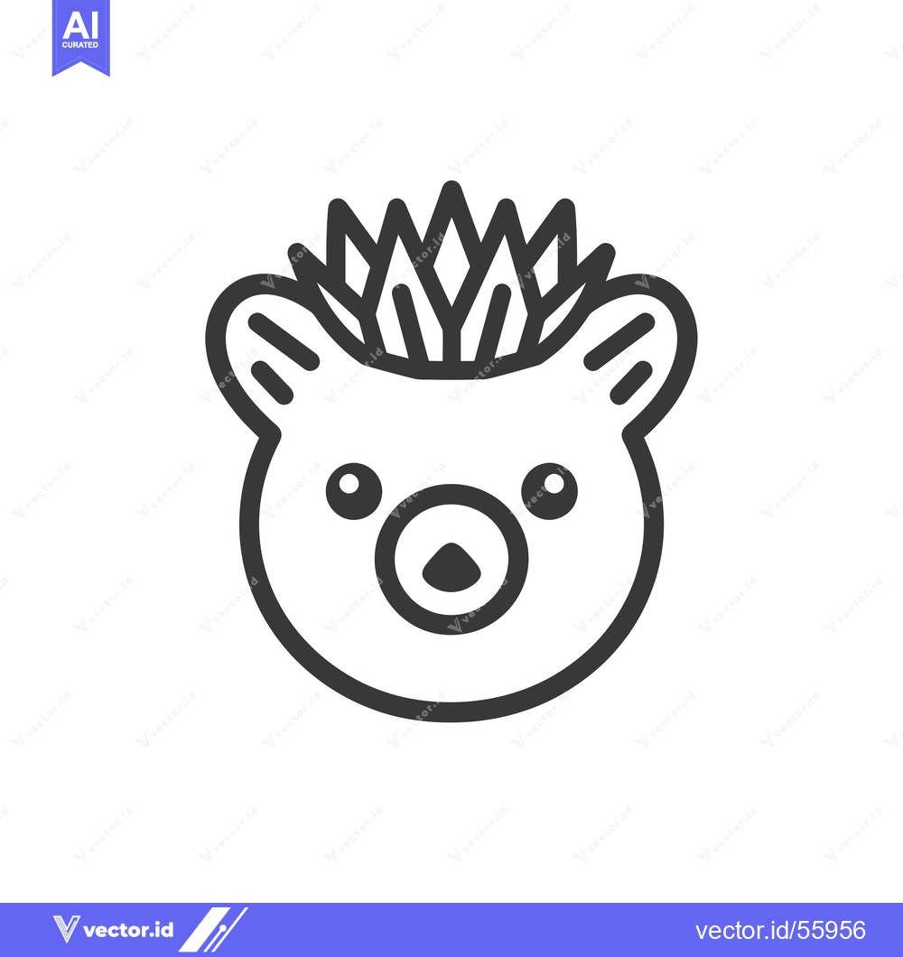 Premium Vector of Line Drawing of a Hedgehog's Head with Spiky Fur