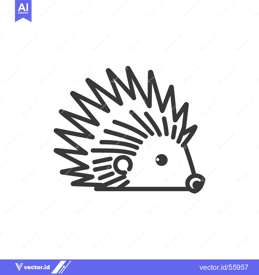 Premium Vector dari Line Drawing of a Hedgehog with Spikes