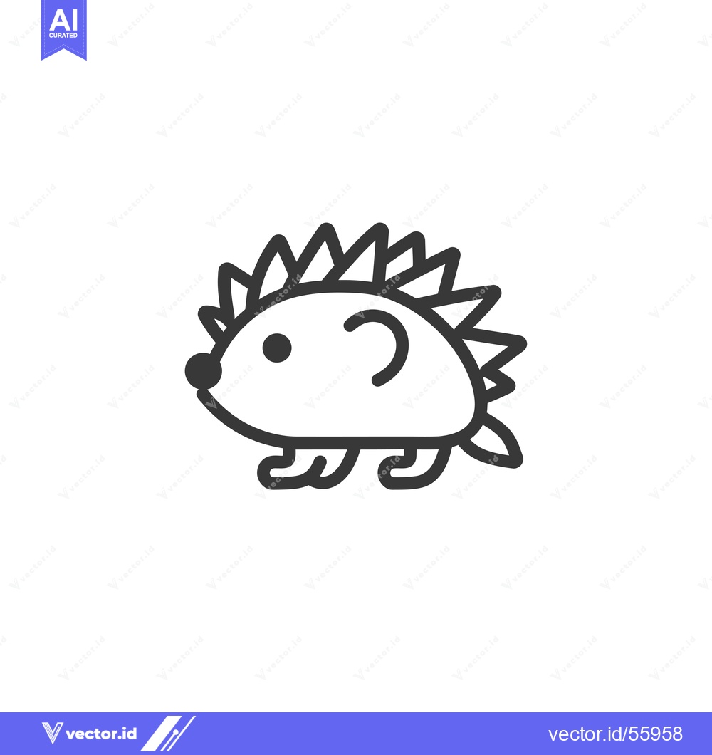 Premium Vector of Line Drawing of a Hedgehog with Spines