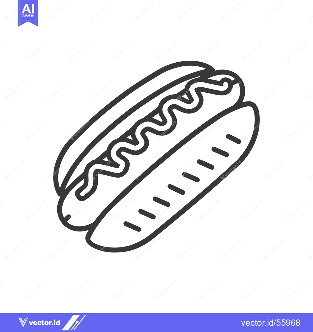 Premium Vector of Line Drawing of a Hot Dog with Mustard