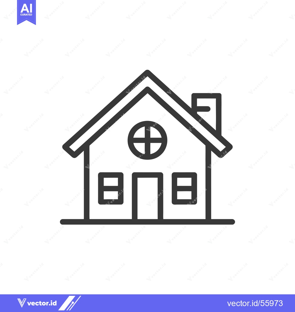 Premium Vector dari Line drawing of a house with a chimney, windows, and a door