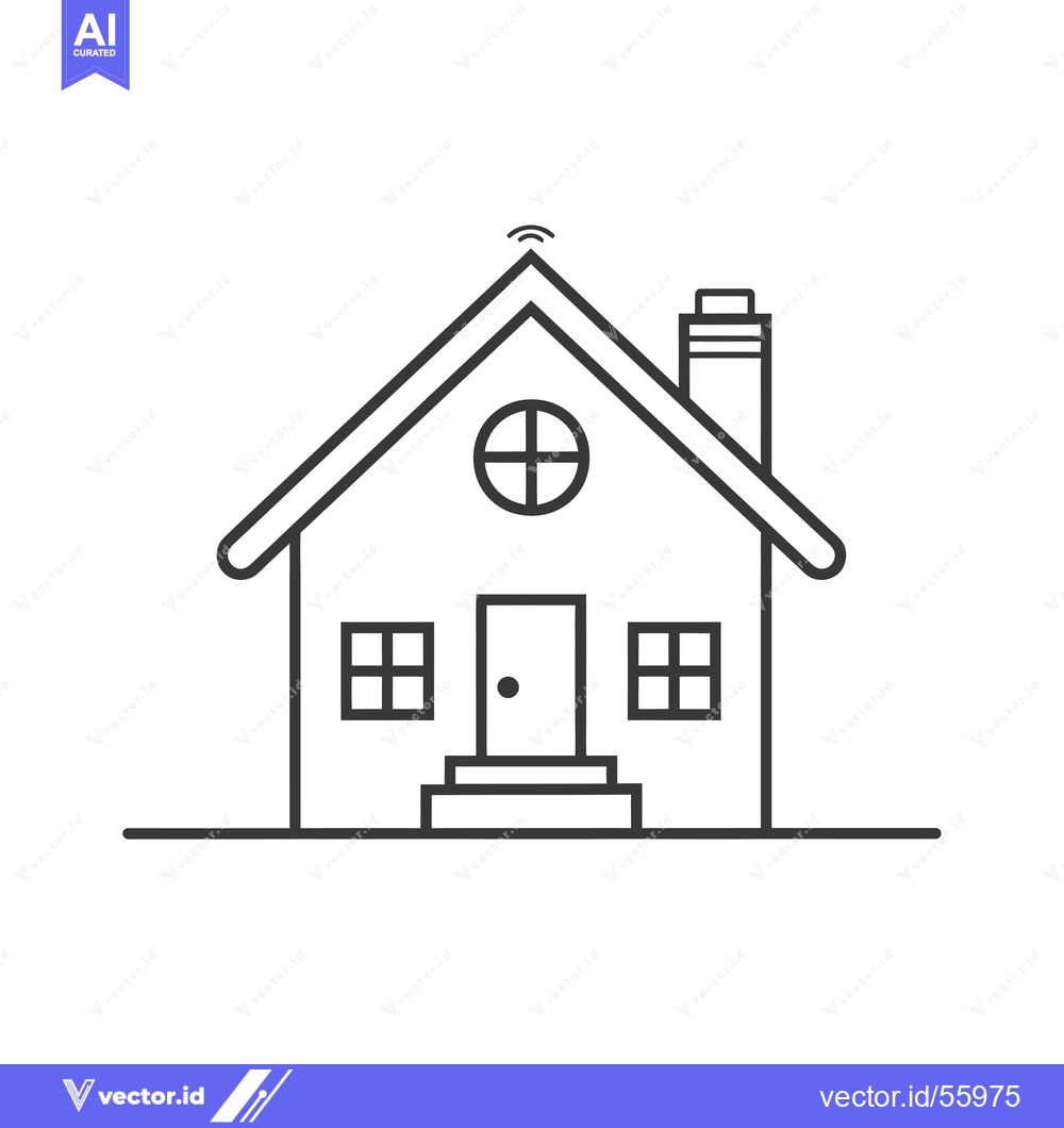 Premium Vector dari Line Drawing of a House with a Wifi Symbol on the Roof