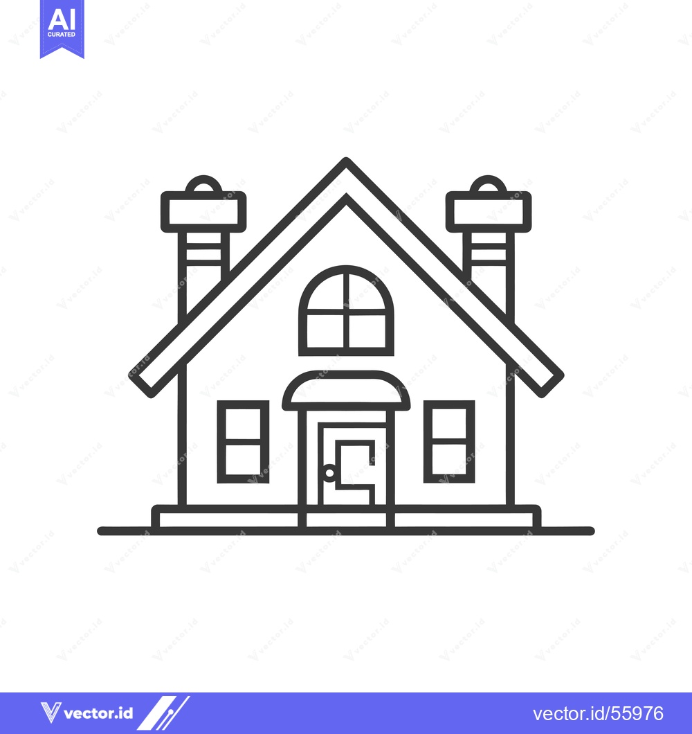 Premium Vector dari Line drawing of a house with two chimneys