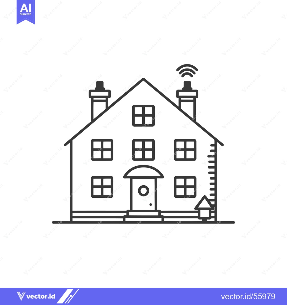 Premium Vector dari Line drawing of a house with wifi antenna on the roof