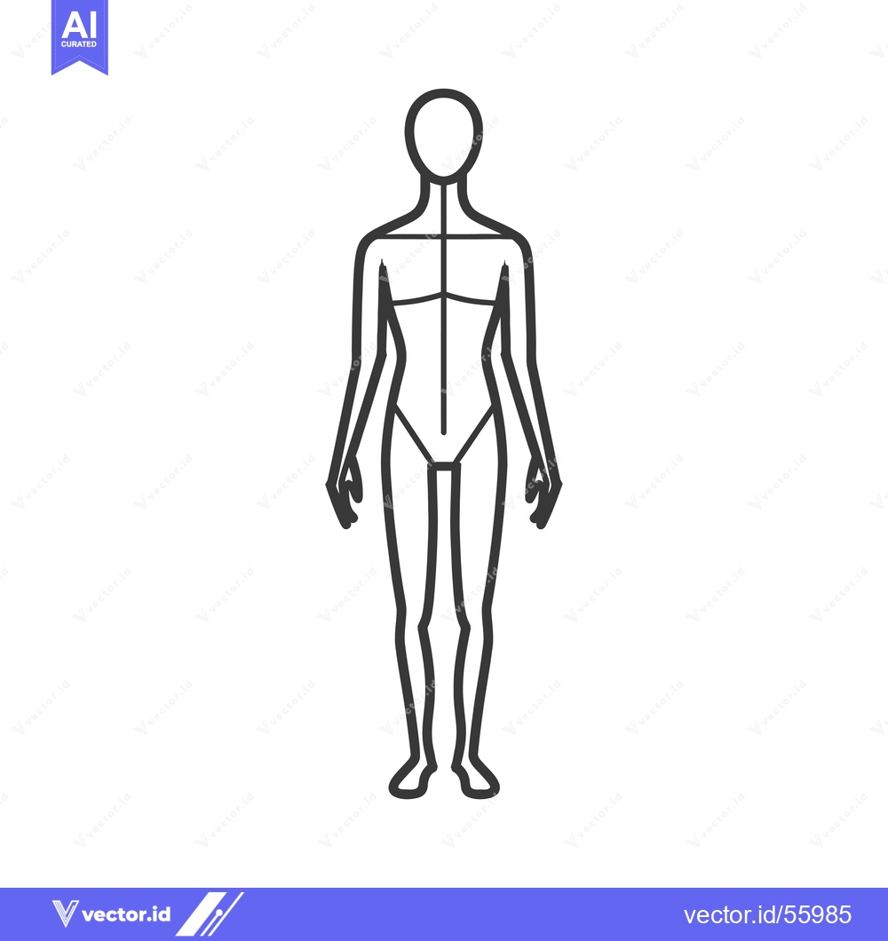 Premium Vector of Line Drawing of a Human Figure Standing with Arms at Sides