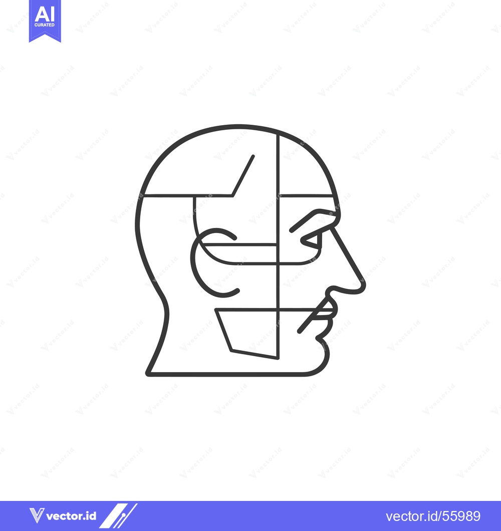 Premium Vector dari Line drawing of a human head divided into sections