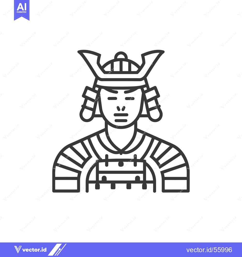Premium Vector dari Line Drawing of a Japanese Samurai Warrior in Armor