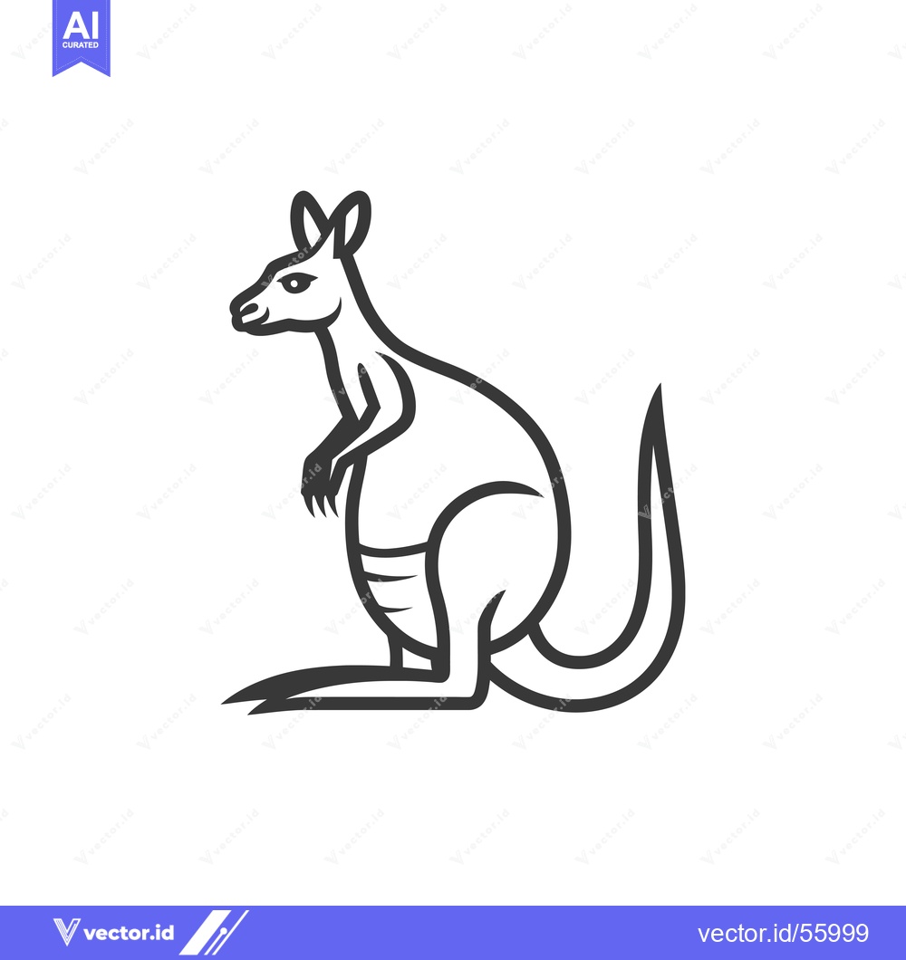 Premium Vector dari Line Drawing of a Kangaroo in a Sitting Position