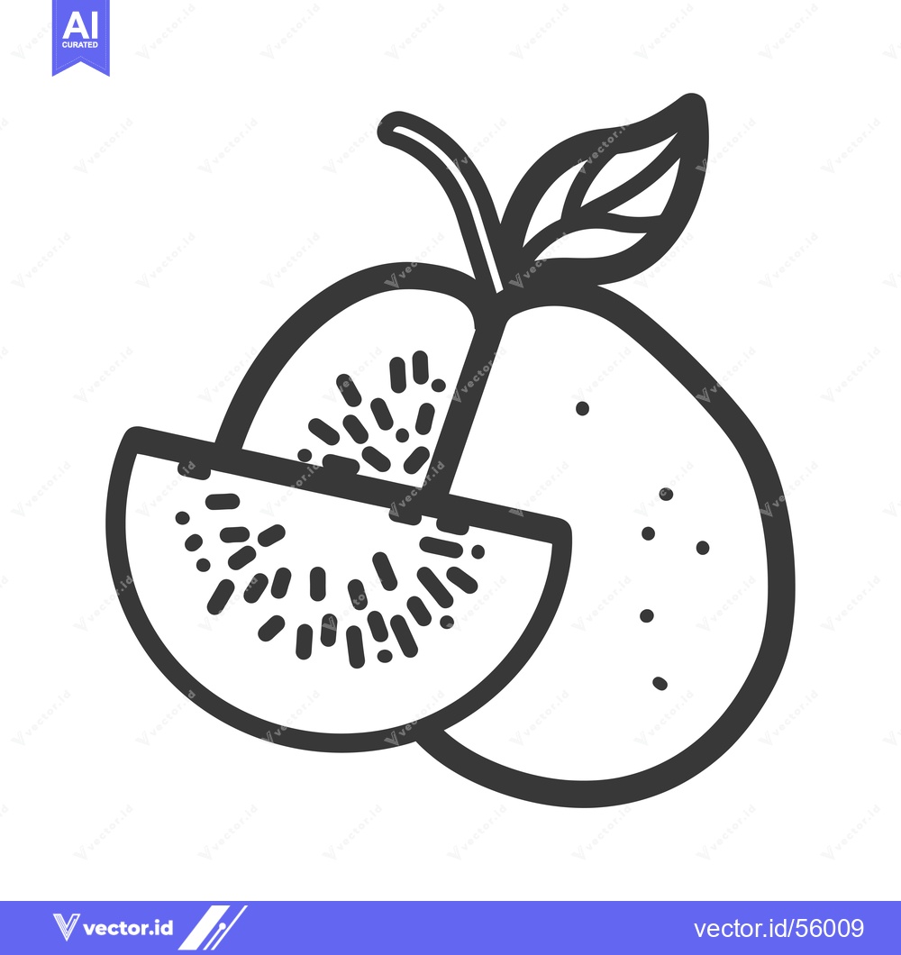 Premium Vector dari Line drawing of a kiwi fruit with a slice
