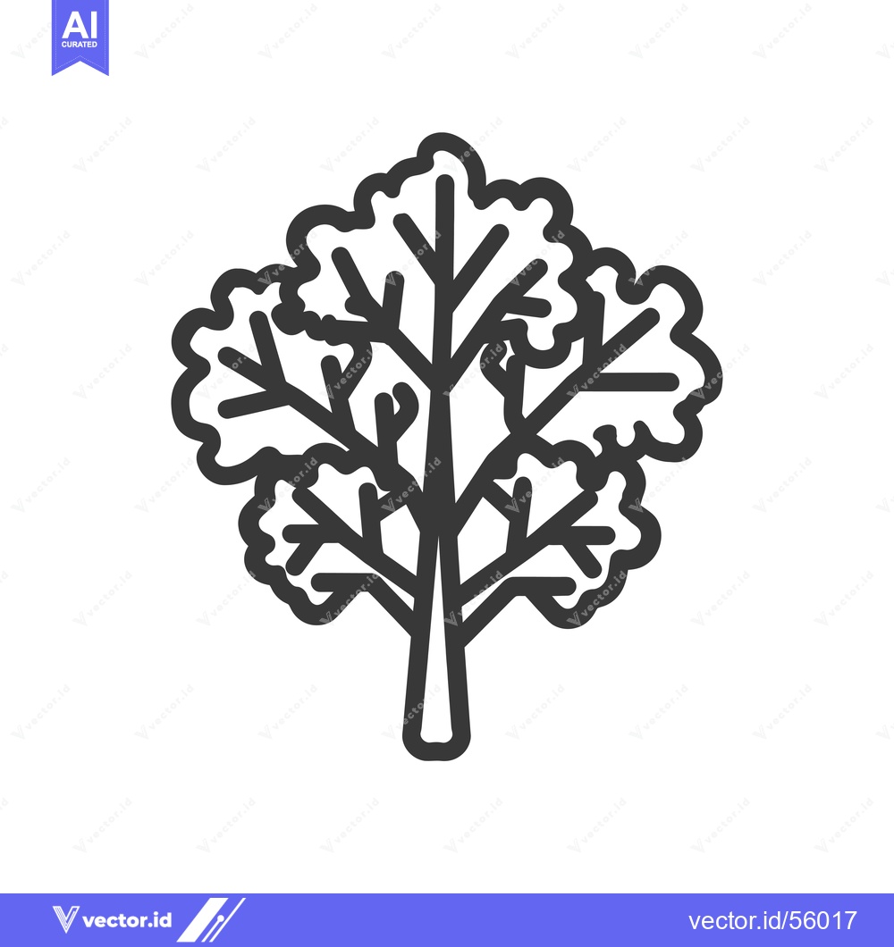Premium Vector of Line drawing of a leafy green plant with a thick stem