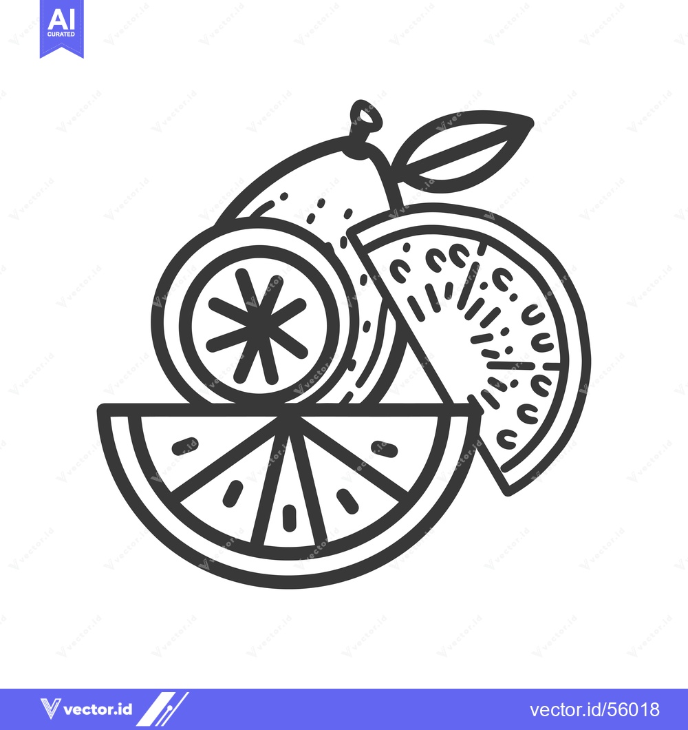 Premium Vector dari Line Drawing of a Lemon, a Lime, and a Slice of Lemon