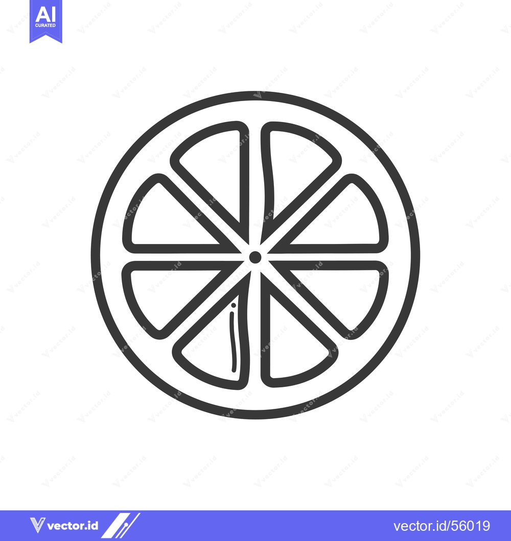 Premium Vector dari Line drawing of a lemon slice with eight segments