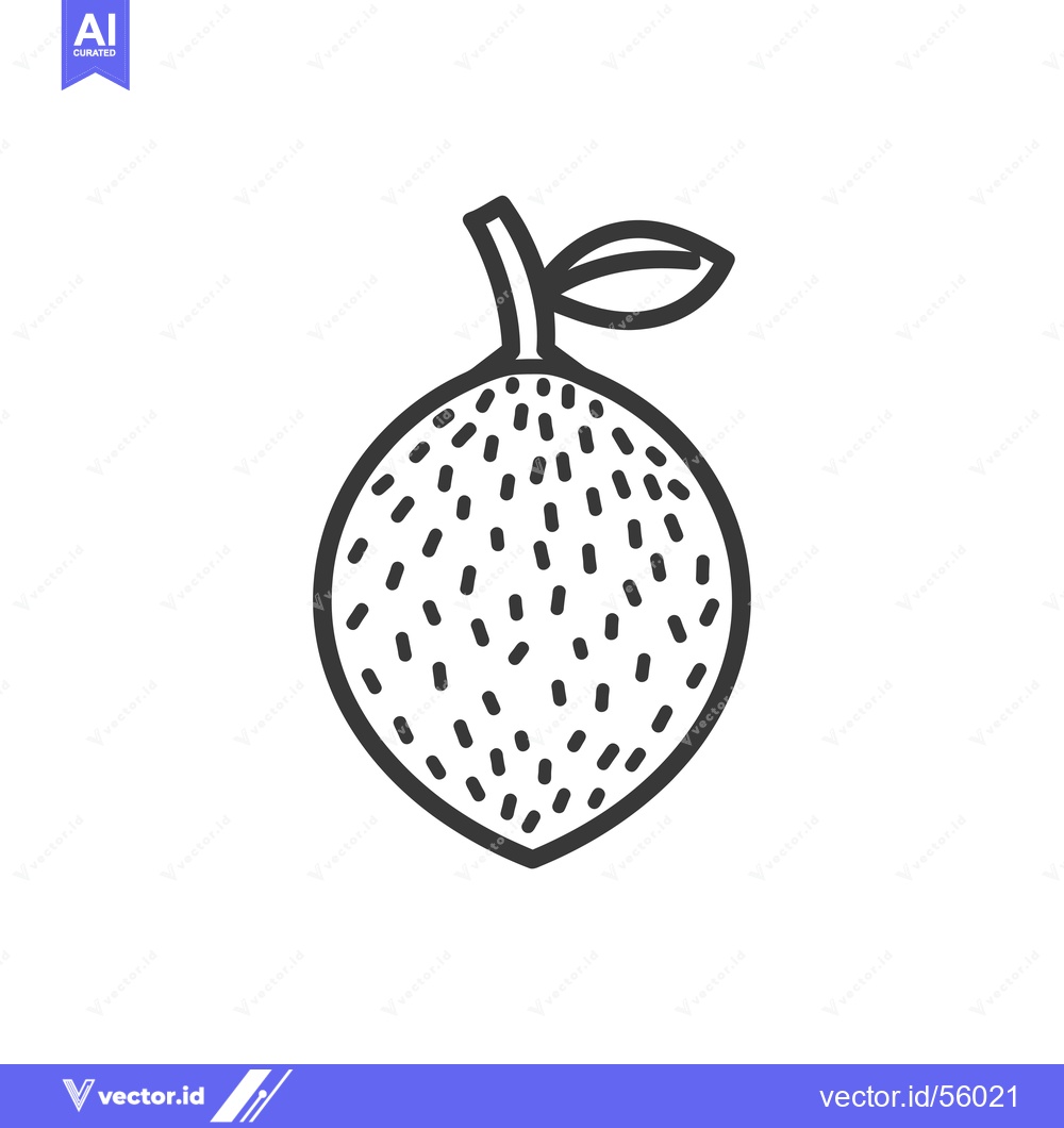 Premium Vector dari Line Drawing of a Lemon with a Leaf