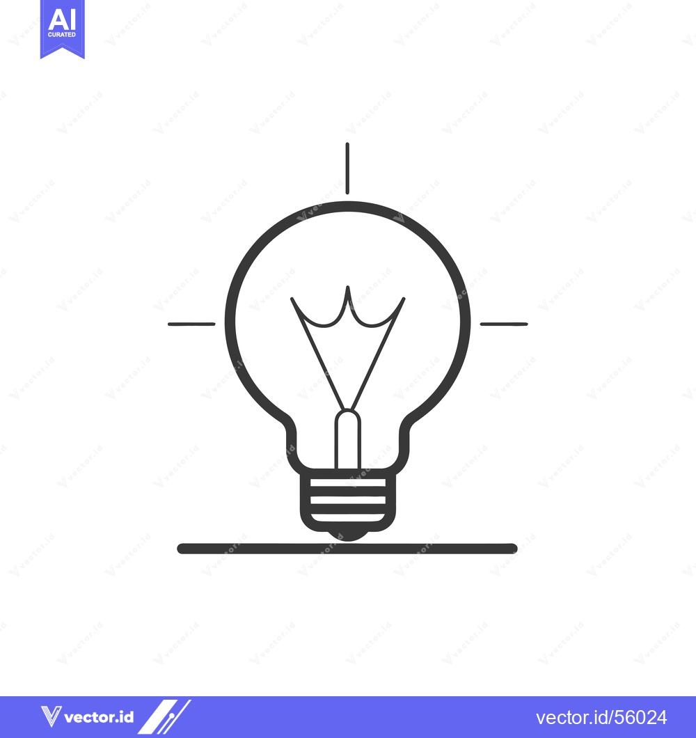 Premium Vector dari Line Drawing of a Light Bulb with a Base and Rays