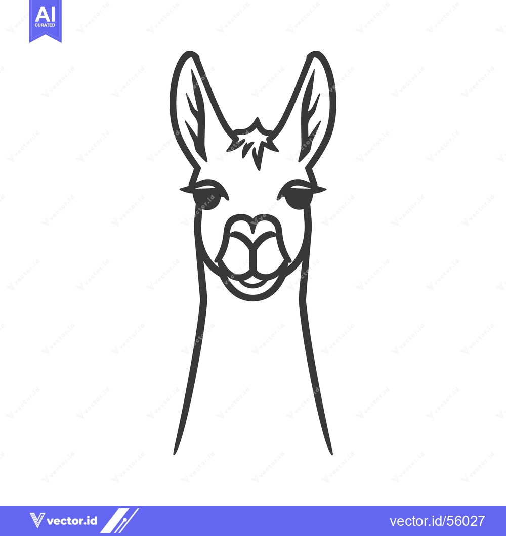 Premium Vector of Line Drawing of a Llama's Face