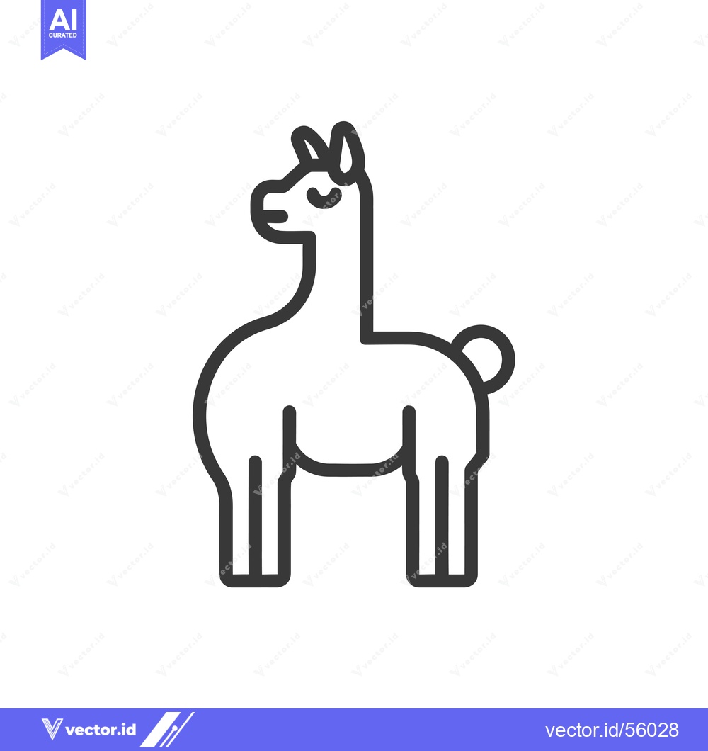 Premium Vector of Line Drawing of a Llama Standing on All Fours