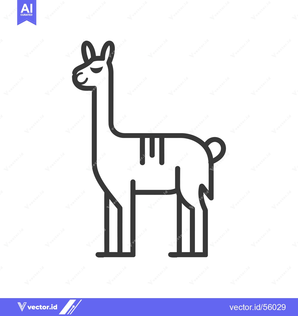 Premium Vector dari Line drawing of a llama standing on a white background
