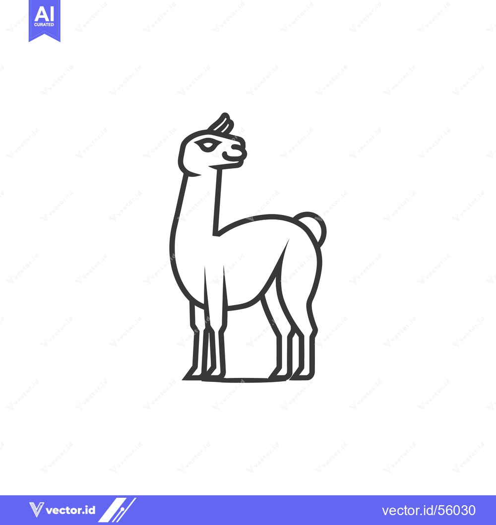 Premium Vector dari Line drawing of a llama standing on four legs