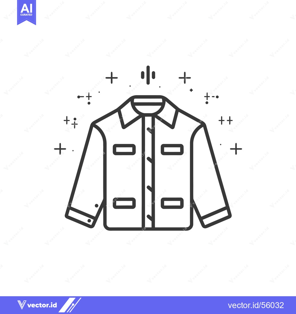 Premium Vector dari Line drawing of a long-sleeved shirt with a collar and pockets