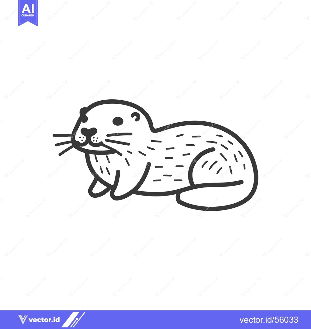 Premium Vector dari Line Drawing of a Lying Otter with Whiskers
