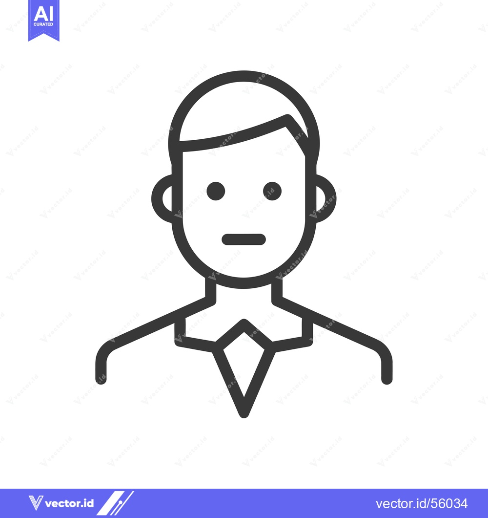 Premium Vector dari Line drawing of a male avatar with a serious expression