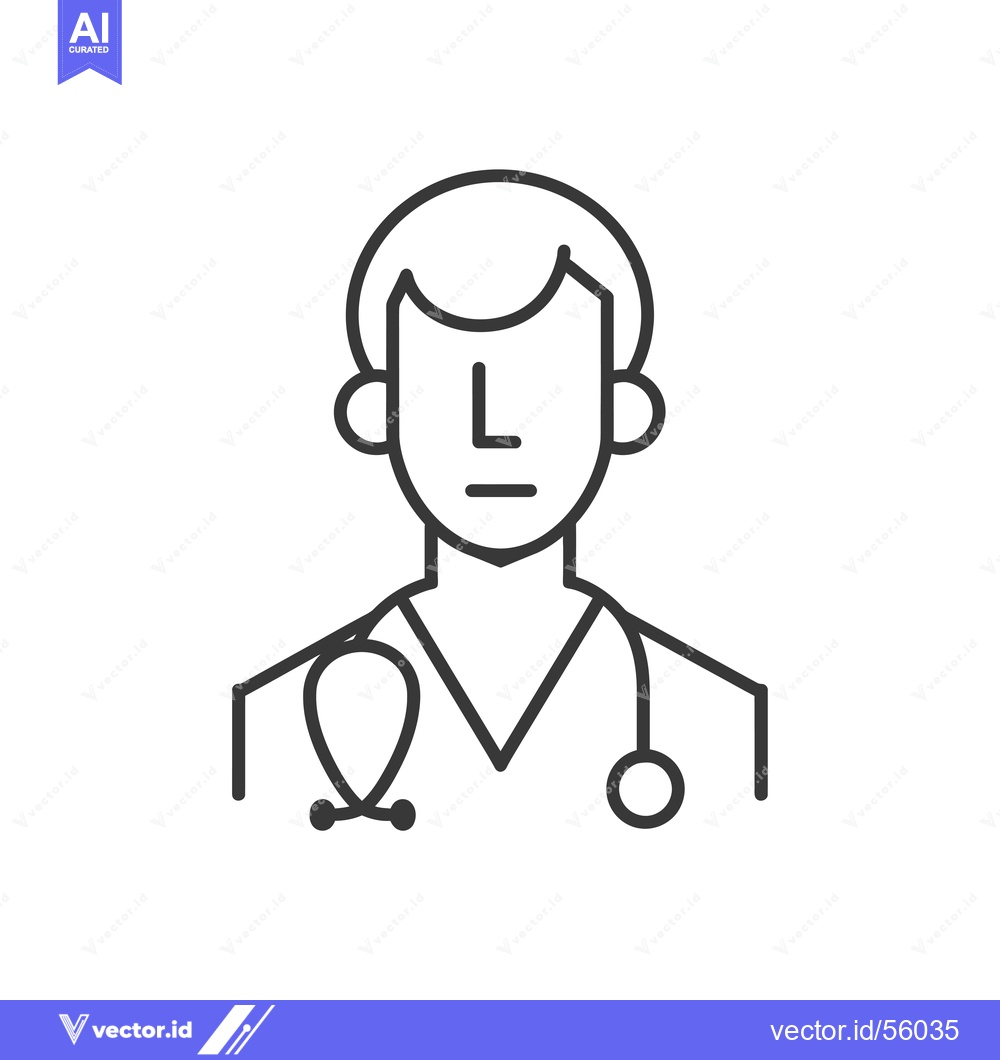 Premium Vector dari Line Drawing of a Male Doctor with a Stethoscope
