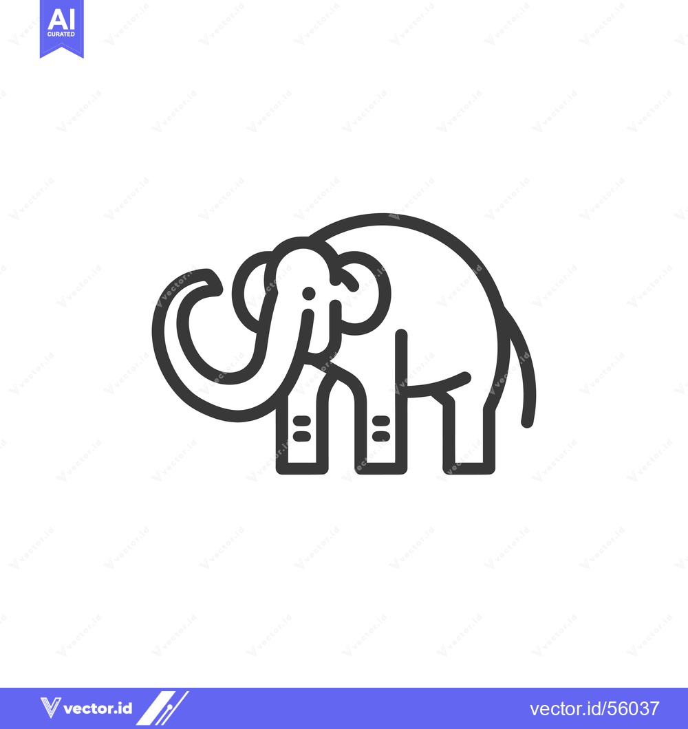 Premium Vector dari Line Drawing of a Mammoth with a Curved Tusk