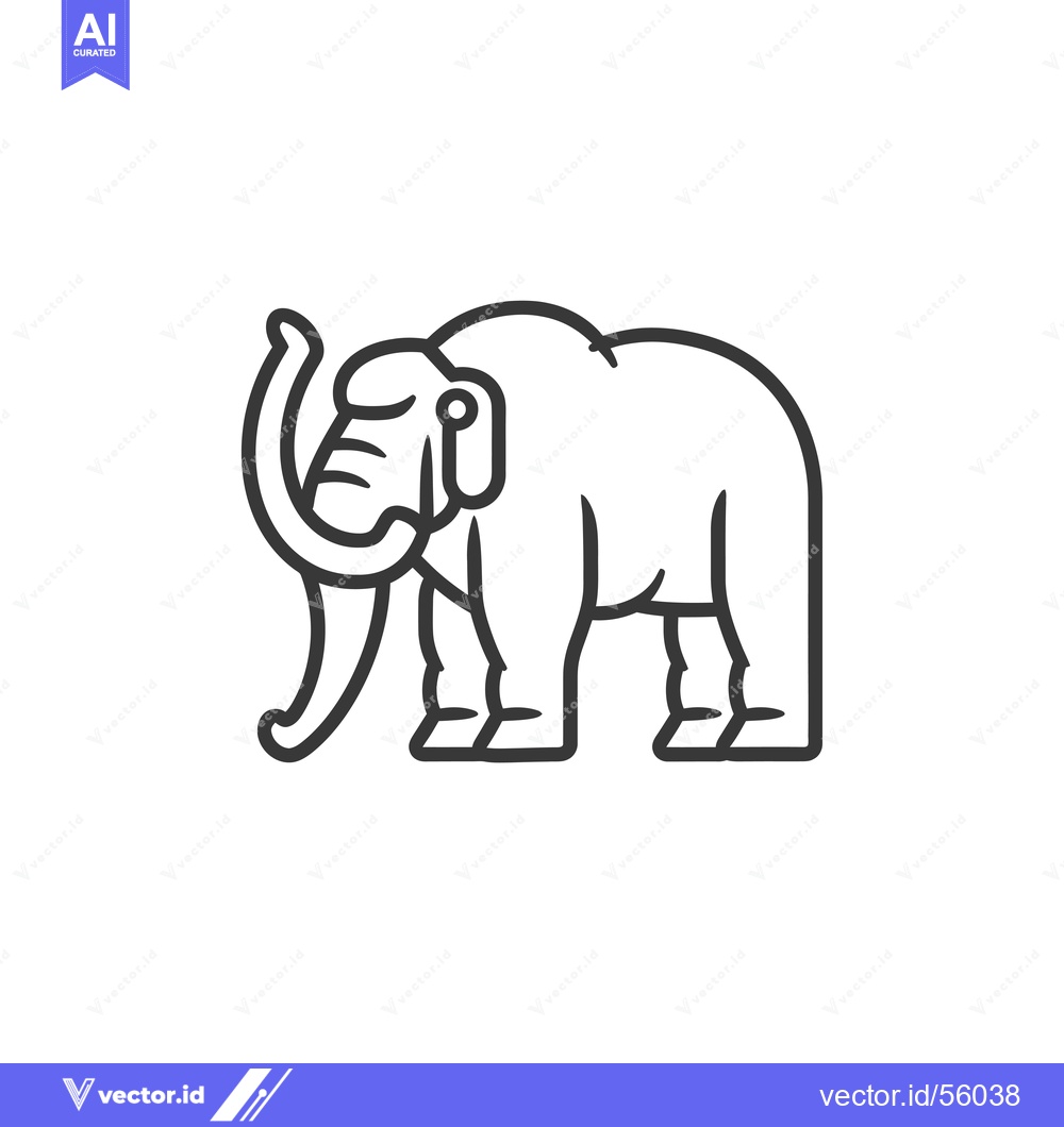 Premium Vector dari Line Drawing of a Mammoth with a Curved Tusk