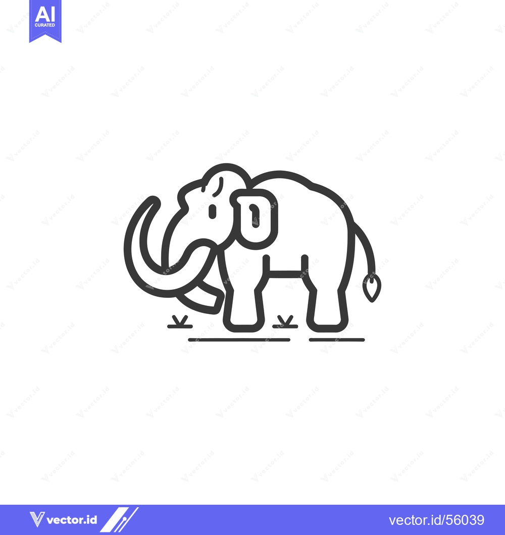 Premium Vector dari Line Drawing of a Mammoth with Tusks