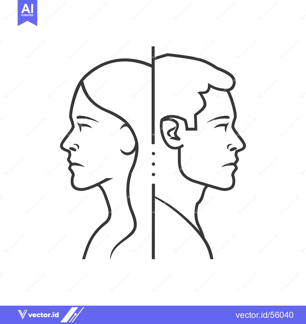 Premium Vector dari Line Drawing of a Man and Woman's Profiles Facing Opposite Directions