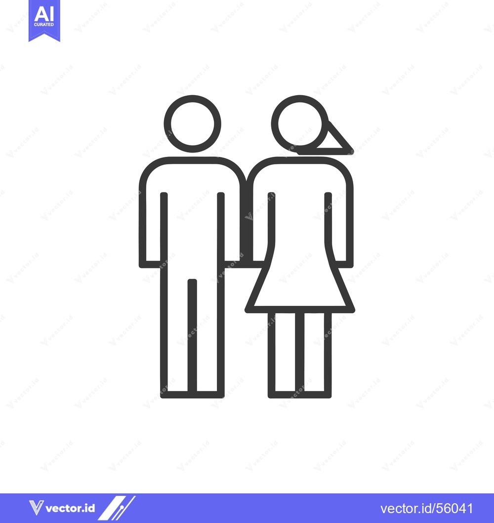 Premium Vector dari Line drawing of a man and woman standing side-by-side